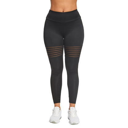Fitness sports breathable mesh splicing pleated sports bottoming yoga pants - GabyFit Goods