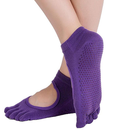 Women Yoga Socks Anti-slip Backless 5 Toe Socks - GabyFit Goods