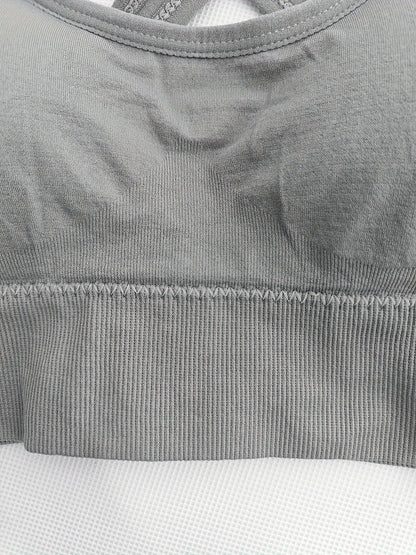 4pcs EssElegance Seamless Sports Bras for Women - Adjustable, Comfortable & Breathable with Crisscross Back Straps, Shockproof Support for Yoga & Workouts in Navy, Beige, Gray, & Green