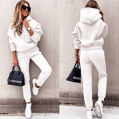 Autumn and Winter New European and American Foreign Trade Fashion Long Sleeve Sports and Leisure Sweatshirt Set Two Piece Set