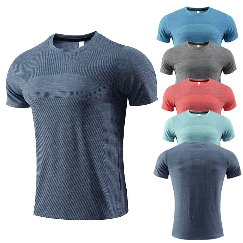 Men's short sleeved sports T-shirt, quick drying clothes, summer running clothes, fitness clothes - GabyFit Goods