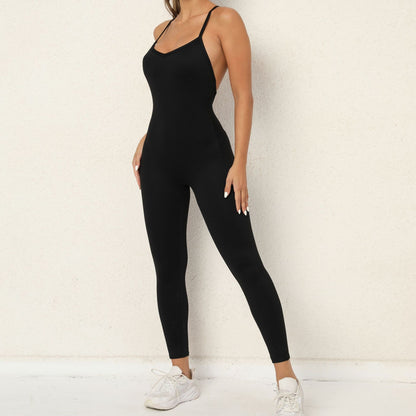 European and American V Neck, No Awkward Thread, Tight Backless One Piece Yoga Pants, Sports Running, Fitness Yoga Pants - GabyFit Goods