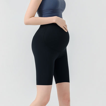 Pregnant women's pants Spring and summer thin bottoming pants Yoga shark pants abdomen support seamless shorts facial mask pants