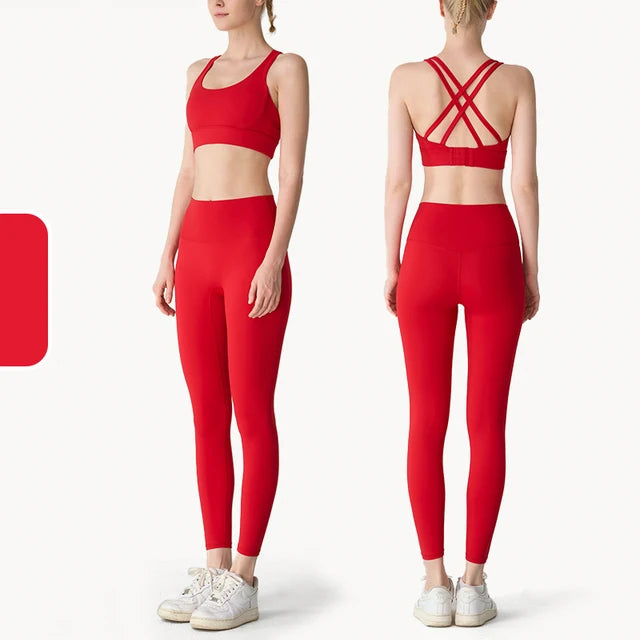 2-delige Yogakleding Dames Trainingspak Atletische Kleding Pilates Fitness Pak Gym Workout Push-Up Kleding Sport Bh Leggings Pak - GabyFit Goods