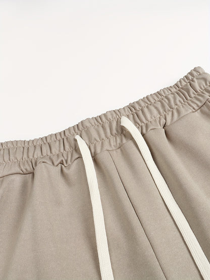 A Set of Three Solid Color Men'S Loose Straight-Leg Long Pants, Suitable for Spring And Autumn Fitness Activities - Made from Soft, Slightly Stretchy Knitted Fabric, Featuring a Drawstring Waist, Ideal for Outdoor Leisure And