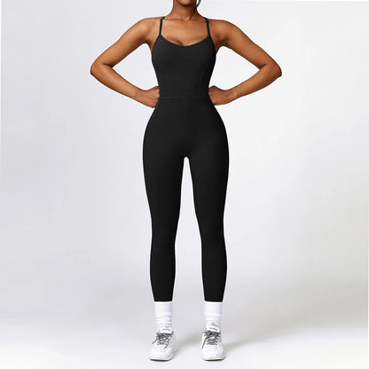 Yoga Jumpsuits Women Sleeveless Hollow Back Sports Outfits Lady Fitness Clothing Exercise Workout Rompers Casual Skinny Overalls