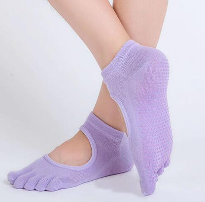 Women Yoga Socks Anti-slip Backless 5 Toe Socks - GabyFit Goods