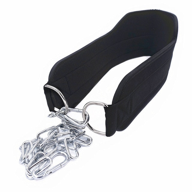 Thick Neoprene Weight Lifting Belt with Chain Dipping Belt for Pull Up Chin Up Kettlebell Barbell Fitness Bodybuilding Gym Belt - GabyFit Goods