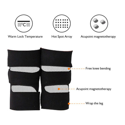 1pair Self Heating Tourmaline Magnetic Knee Brace Support Pad Thermal Therapy Outdoor Sports Ski Hiking Warm Arthritis Protector