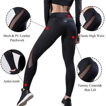 New Women Yoga Pants Push Up Fitness Gym Sports Leggings Running Mesh Yoga Leggins Seamless Training Pants Femme High Waist