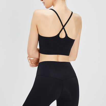 Warm Color Cloud Sense Of Yoga And Fitness Underwear Solid Color Cross Sports Back Nude Sling Removable Chest Pad - GabyFit Goods