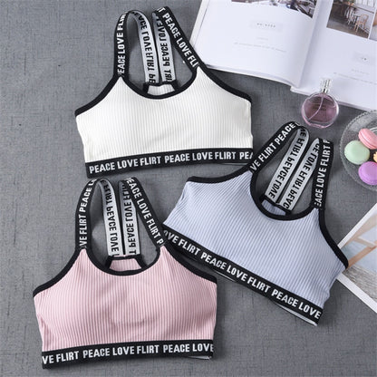 Sport Cropped Top Bra Push Up Running Yoga Bra Cotton Letters Sport Tops For Women Gym Wear Solid Fitness Bra Women Sportswear - GabyFit Goods