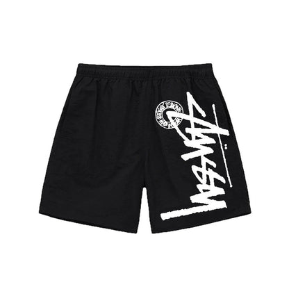 Summer Quick-Dry Loose Beach Pants with Seaside Print, Plus Size Fitness Hip-Hop Shorts