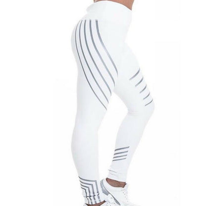 Tight Women Sexy Skinny Stripe Leggings Fitness Black White Pencil Pants Gym Running Workout sports Compression Trousers - GabyFit Goods
