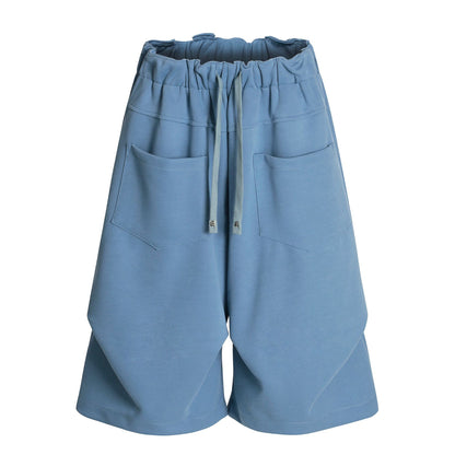 Versatile Street Trend Pleated Reverse Design Loose Men's Casual Shorts
