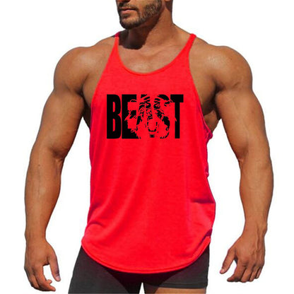 Letter printed men's fitness sports vest slim shoulder strap I-shaped vest cotton - GabyFit Goods
