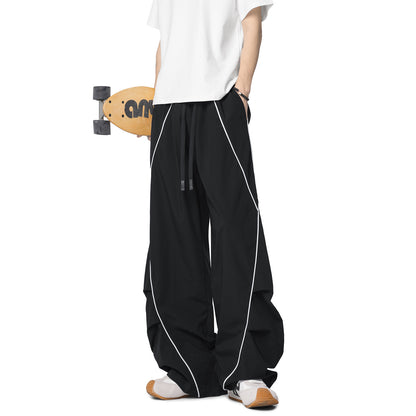 Splicing Design Unisex Oversize Pleated Street Dance Sport Wide Leg Pants