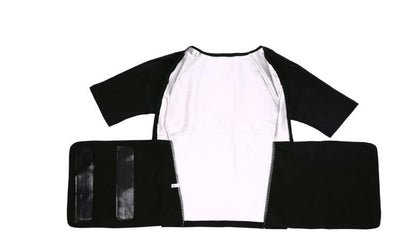 Women short sleeve sport sweating clothes yoga sauna bodybuilding vest slimming waist cincher corset exercise jacket #ST2145