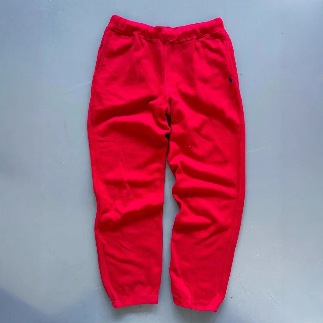 Retro Y2K Street Trendy Hip Hop Casual Elastic Waist Zipper Loose Solid Color Sports Leisure Pants