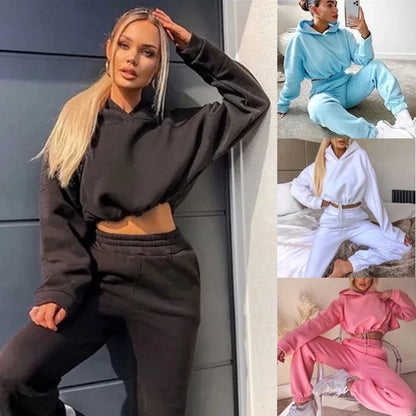 Soft Women Two Piece Set New Women's Sweats Set Comfortable Fashion High-quality Sport Drawstring Versatile Daily Casual