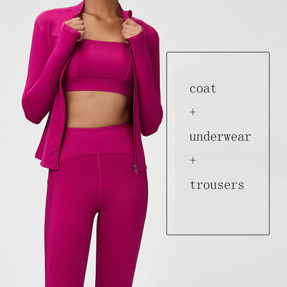 Women's Yoga Wear Suit Nude Yoga Wear Three-piece Set Large Size Sports Fitness Wear Suit - GabyFit Goods