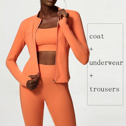 Women's Yoga Wear Suit Nude Yoga Wear Three-piece Set Large Size Sports Fitness Wear Suit - GabyFit Goods