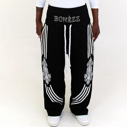 Street Dance Cargo Pants Men's Striped Versatile High Street Fashion Casual Autumn Wide Leg Sports Trousers Straight Leg Trendy Brand