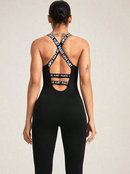 Crisscross Back Sleeveless Active Jumpsuit - GabyFit Goods