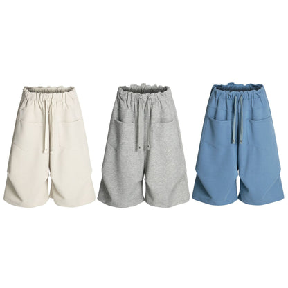 Versatile Street Trend Pleated Reverse Design Loose Men's Casual Shorts
