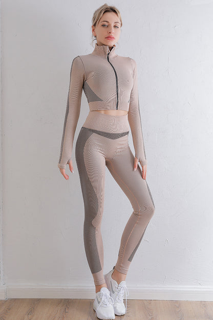 Autumn And Winter New Yoga Running Fitness Wicking Breathable Long-Sleeved Trousers Two-Piece