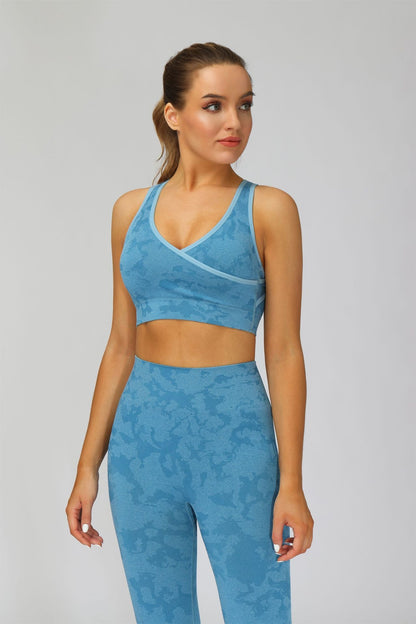 New camouflage seamless cropped pants with tiger pattern fitness pants, yoga suit, bra, and pants set - GabyFit Goods