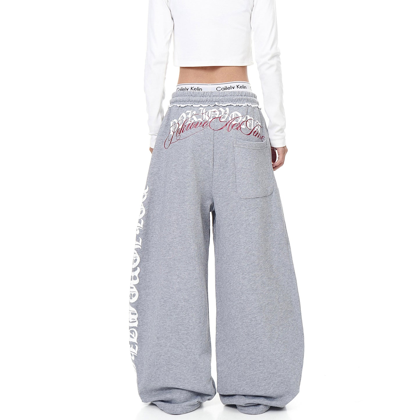 Retro grey casual women's loose straight leg wide leg drag jazz street dance pants