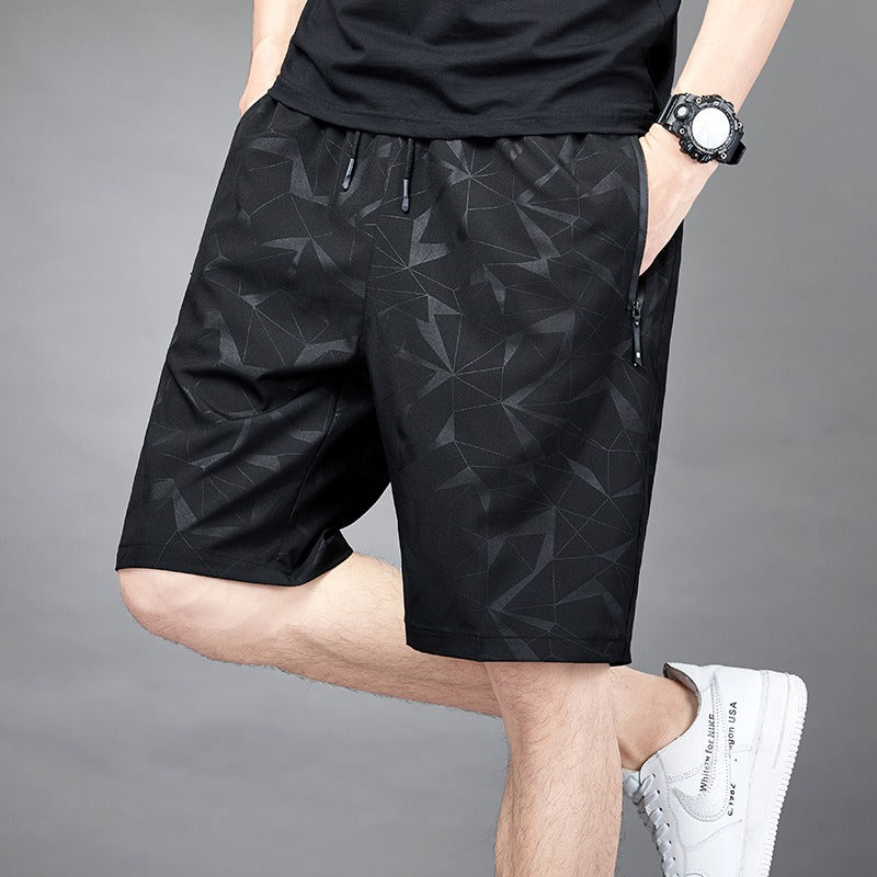 Mens Summer Ice Silk Quick Drying Shorts Lightweight, Breathable, Four sided Elastic Large Size Trendy Air Conditioning Shorts - GabyFit Goods