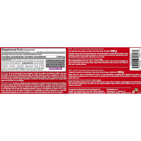 Creatine monohidrate (360g) forest fruits - amix + 1 gift mixer guaranteed quality maximum absorption increases strength creatine monohydrate