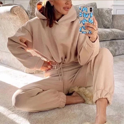 Soft Women Two Piece Set New Women's Sweats Set Comfortable Fashion High-quality Sport Drawstring Versatile Daily Casual