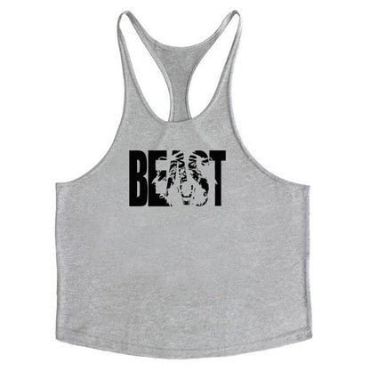 Letter printed men's fitness sports vest slim shoulder strap I-shaped vest cotton - GabyFit Goods