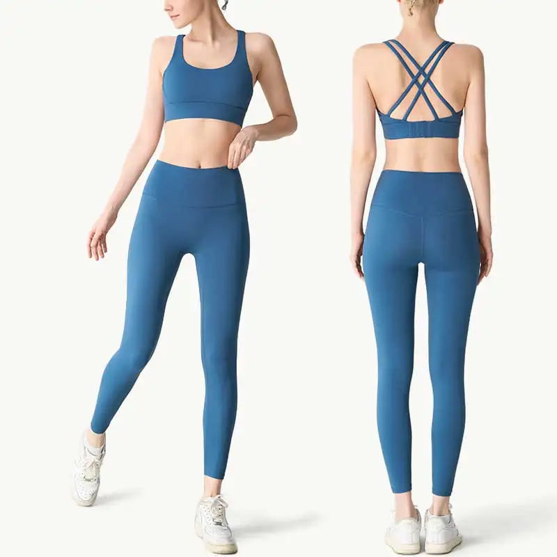 2-delige Yogakleding Dames Trainingspak Atletische Kleding Pilates Fitness Pak Gym Workout Push-Up Kleding Sport Bh Leggings Pak - GabyFit Goods