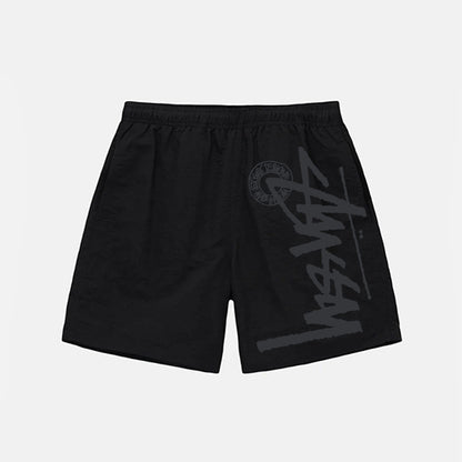 Summer Quick-Dry Loose Beach Pants with Seaside Print, Plus Size Fitness Hip-Hop Shorts