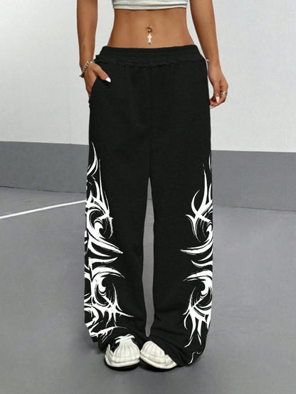 Street Dance High-Waist Sports Pants for Women Hip Hop Loose Fit Jazz Dance Trousers Casual Long Pants