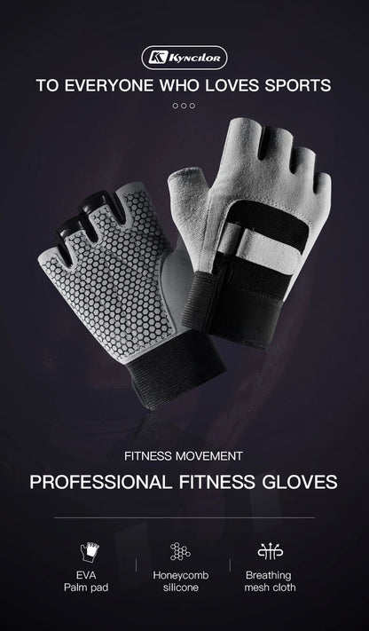 Gym Gloves Fingerless Breathable Weightlifting Fitness Gloves Dumbbell Men Women Weight lifting Gym Gloves Black - GabyFit Goods