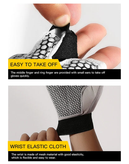 Gym Gloves Fingerless Breathable Weightlifting Fitness Gloves Dumbbell Men Women Weight lifting Gym Gloves Black - GabyFit Goods