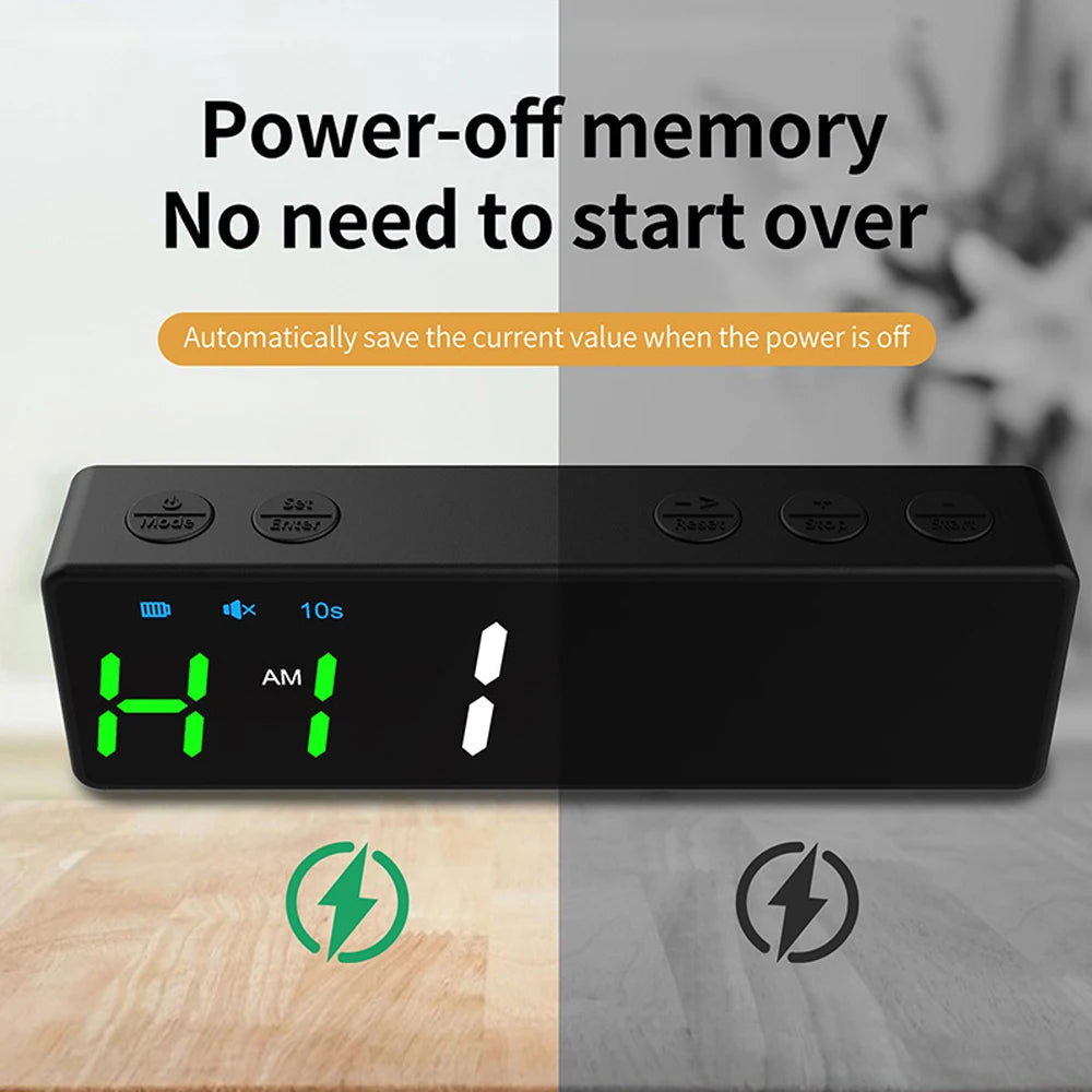 Mini Gym Timer Rechargeable Stopwatch Portable Countdown/up Clock with Magnetic Back for Home Gym Fitness Training - GabyFit Goods