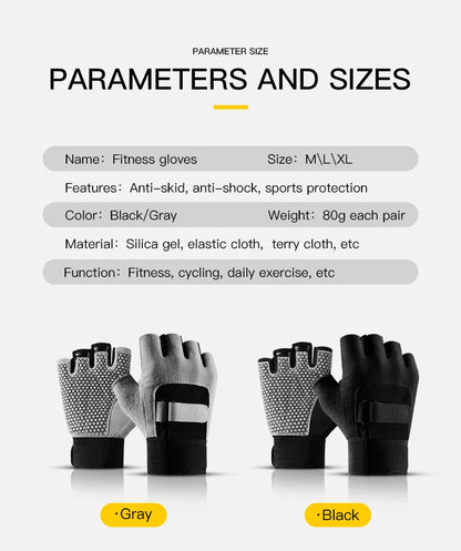 Gym Gloves Fingerless Breathable Weightlifting Fitness Gloves Dumbbell Men Women Weight lifting Gym Gloves Black - GabyFit Goods