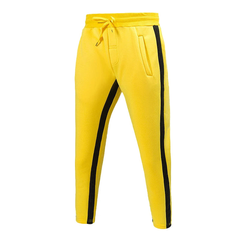 Mens Hiphop Pants Lace Up Straight Leg Spliced Solid Color Running Workout Pants Male Clothes Pantalones