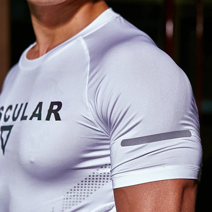 Sport Shirts Breathable Top Elastic tight Fitness Summer Quick Dry Short Sleeves MUSCULAR fitness Gym Training Running Tees