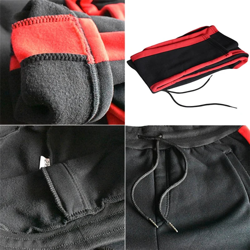 Mens Hiphop Pants Lace Up Straight Leg Spliced Solid Color Running Workout Pants Male Clothes Pantalones