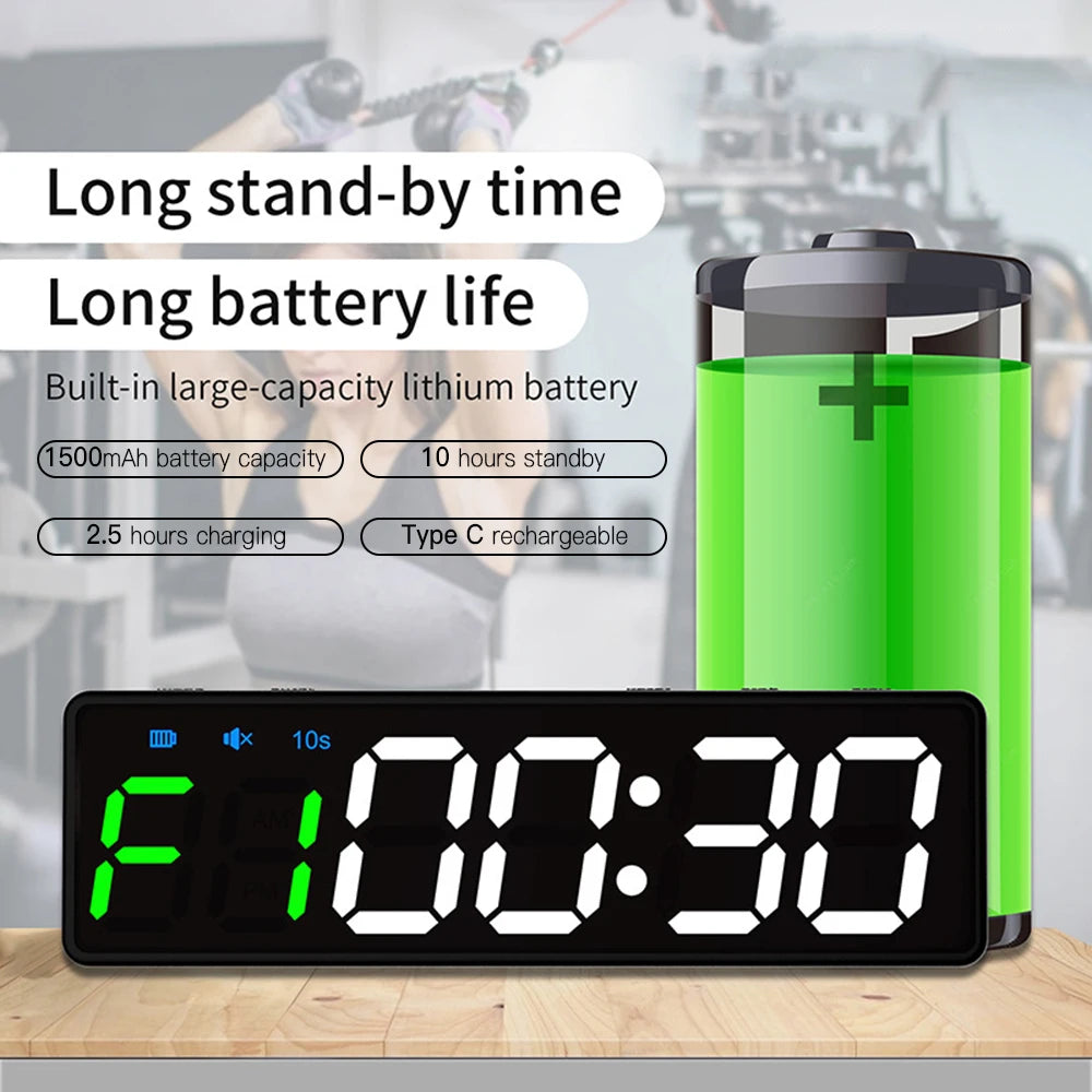 Mini Gym Timer Rechargeable Stopwatch Portable Countdown/up Clock with Magnetic Back for Home Gym Fitness Training - GabyFit Goods