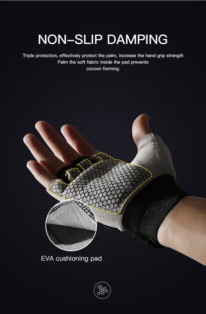 Gym Gloves Fingerless Breathable Weightlifting Fitness Gloves Dumbbell Men Women Weight lifting Gym Gloves Black - GabyFit Goods