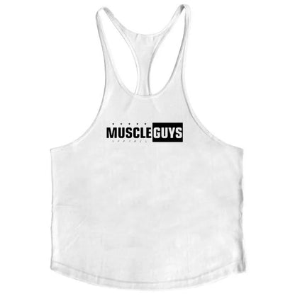 Muscleguys Brand Gym Clothing Bodybuilding Tank Top Men Fitness Stringer Singlets Man Cotton Sleeveless shirt Workout Undershirt