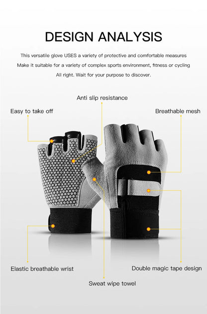 Gym Gloves Fingerless Breathable Weightlifting Fitness Gloves Dumbbell Men Women Weight lifting Gym Gloves Black - GabyFit Goods
